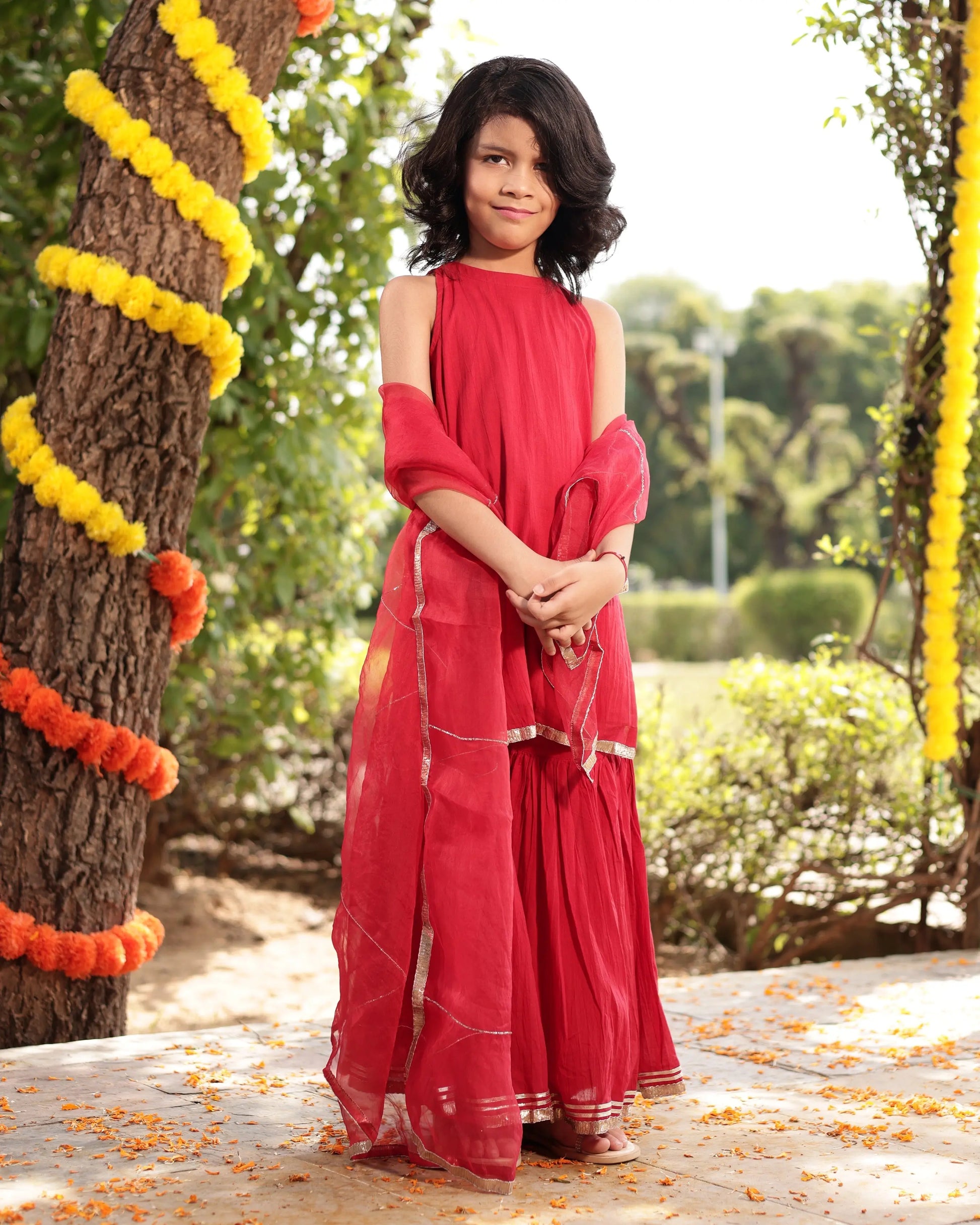 Cheeky Red Gotapatti Cotton Sharara Set My Store