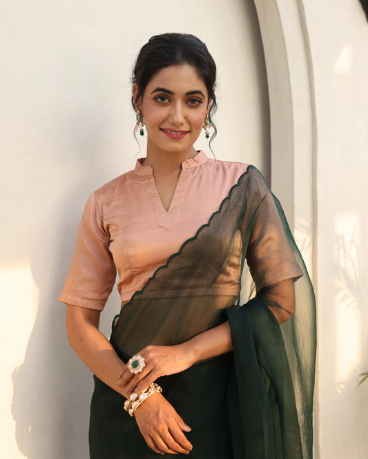 Sharvya Nude Brown Satin Blouse My Store