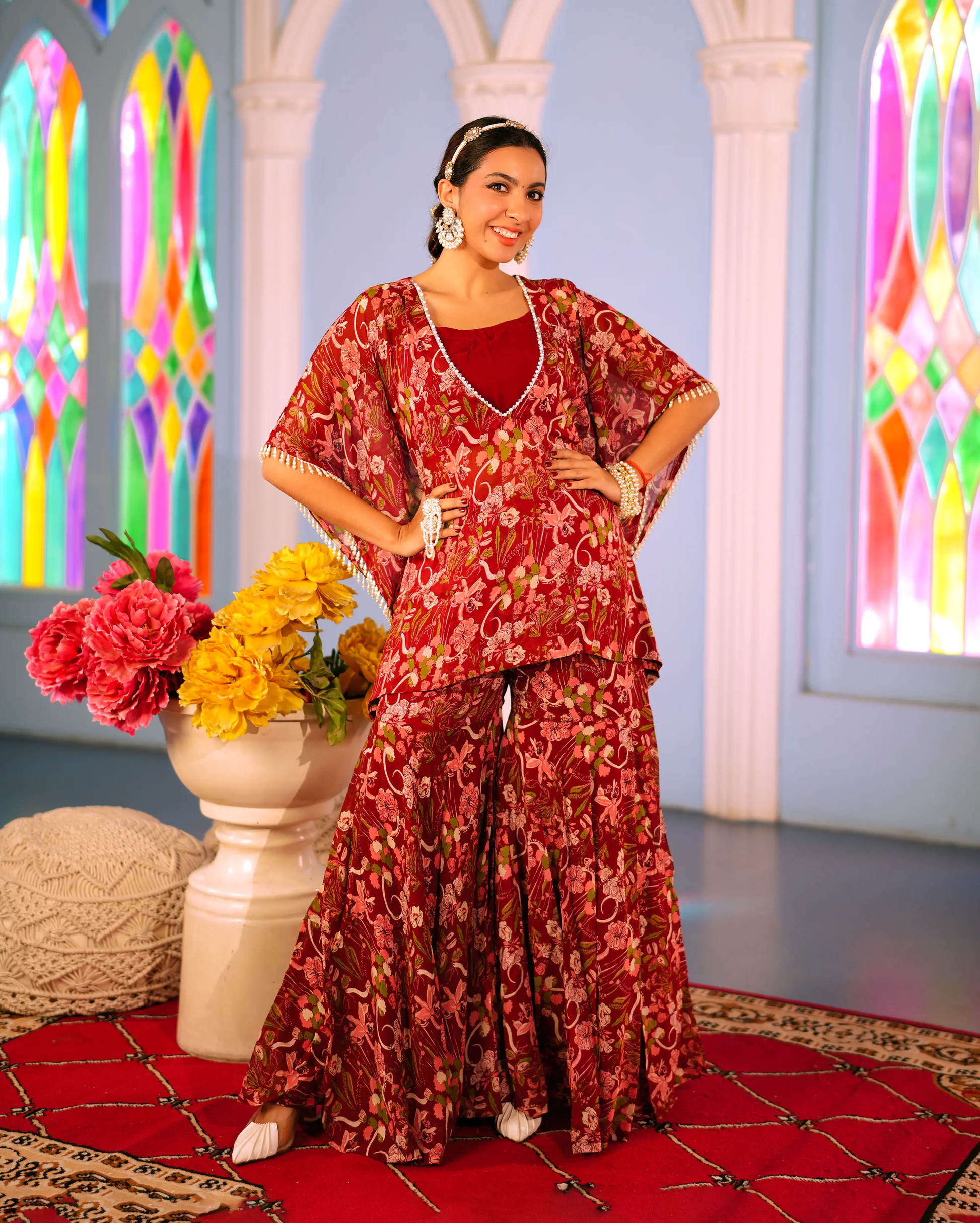 Surbhi Maroon Printed Georgette Coord set My Store