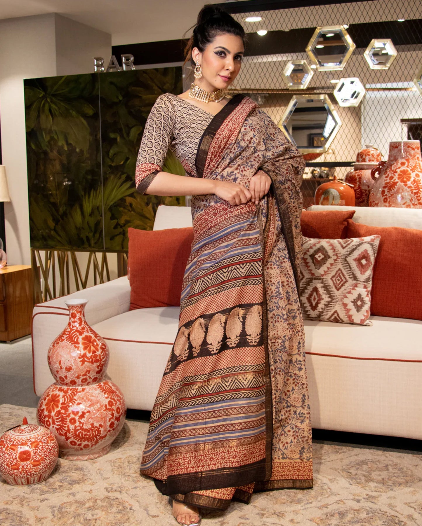 Mahnoor Handblock Chanderi Silk Saree My Store