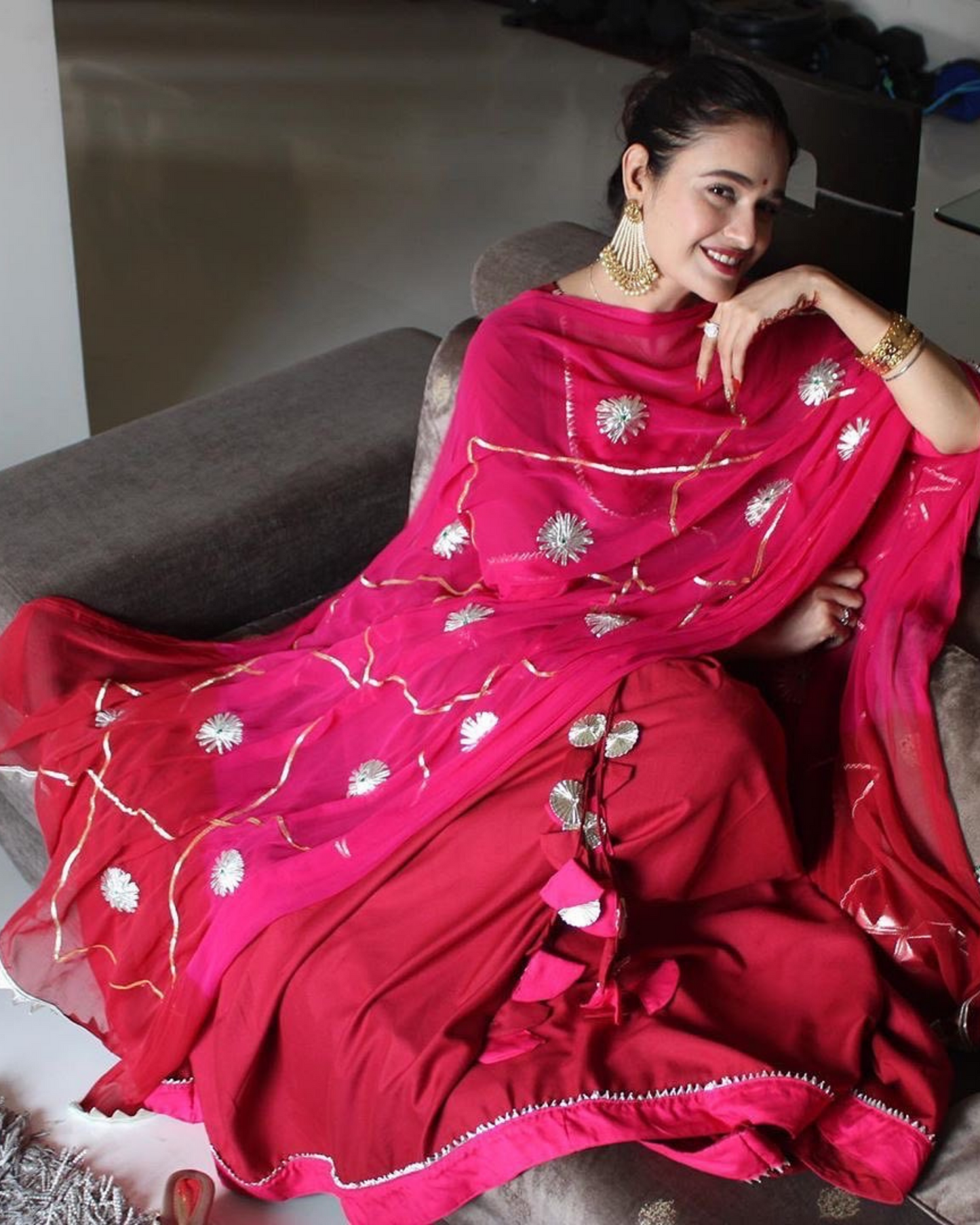 Maroon Pink Gotapatti Suit Set Quick Cart