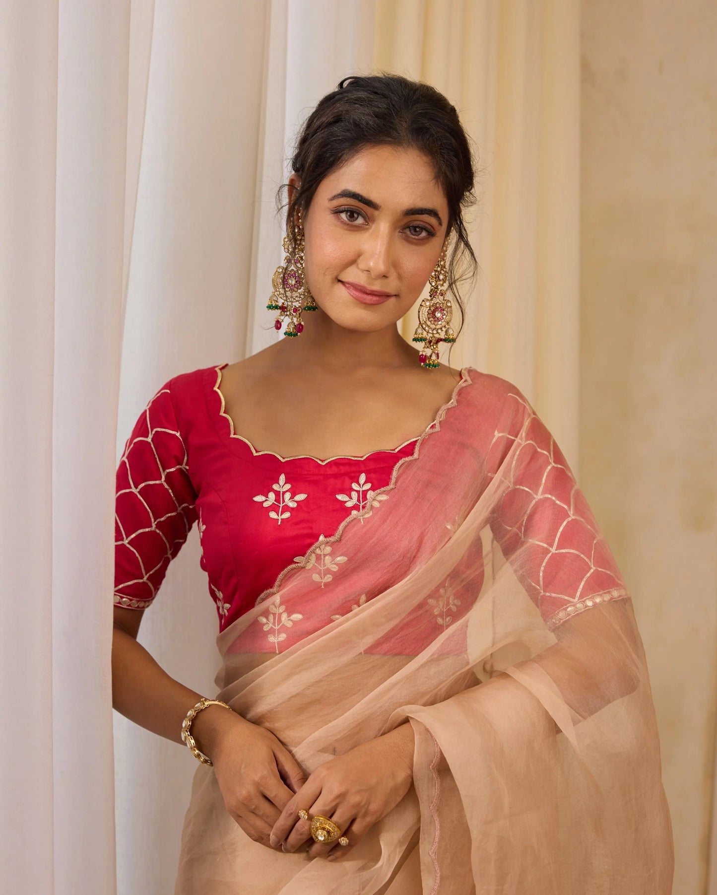 Scarlet Red Satin Gotapatti Blouse My Store