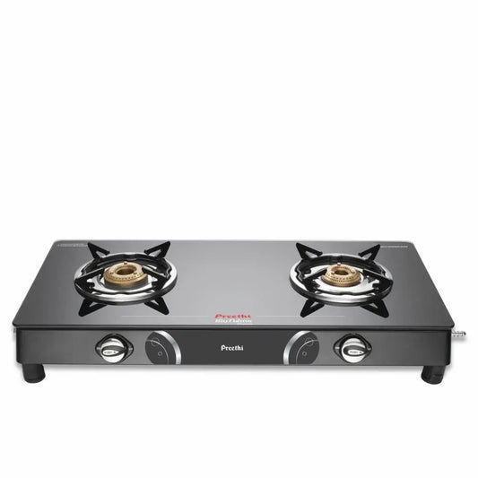 Preethi Blu Flame Gleam Glass Top 2-Burner Manual Gas Stove (Black), GTS102 My Store