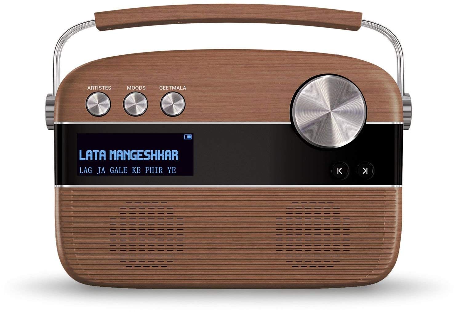 Saregama Carvaan Portable Wireless Speaker with USB FM Bluetooth & 5000 Pre Installed Songs - Oakwood Brown