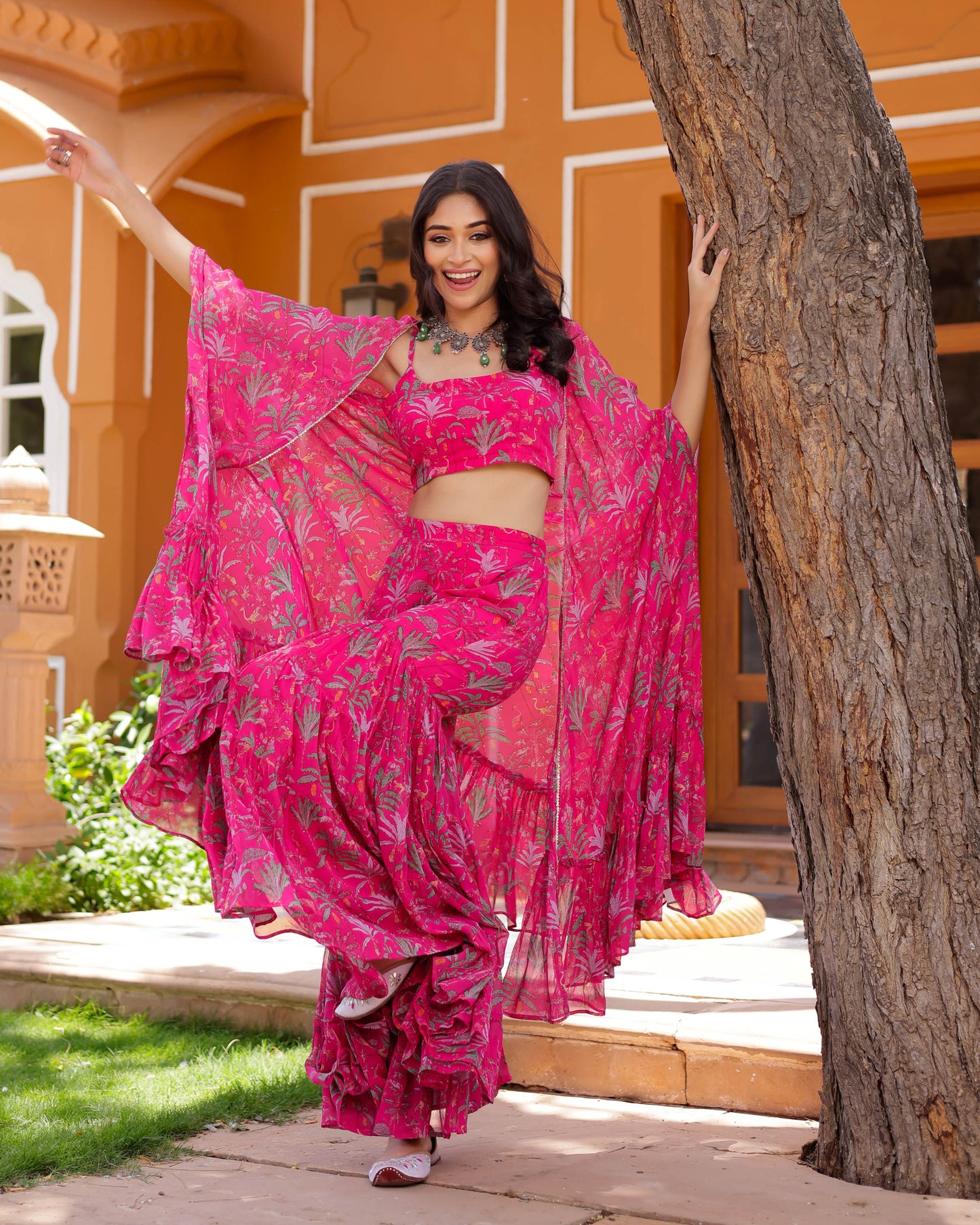 Preet Georgette Cape Sharara Set My Store