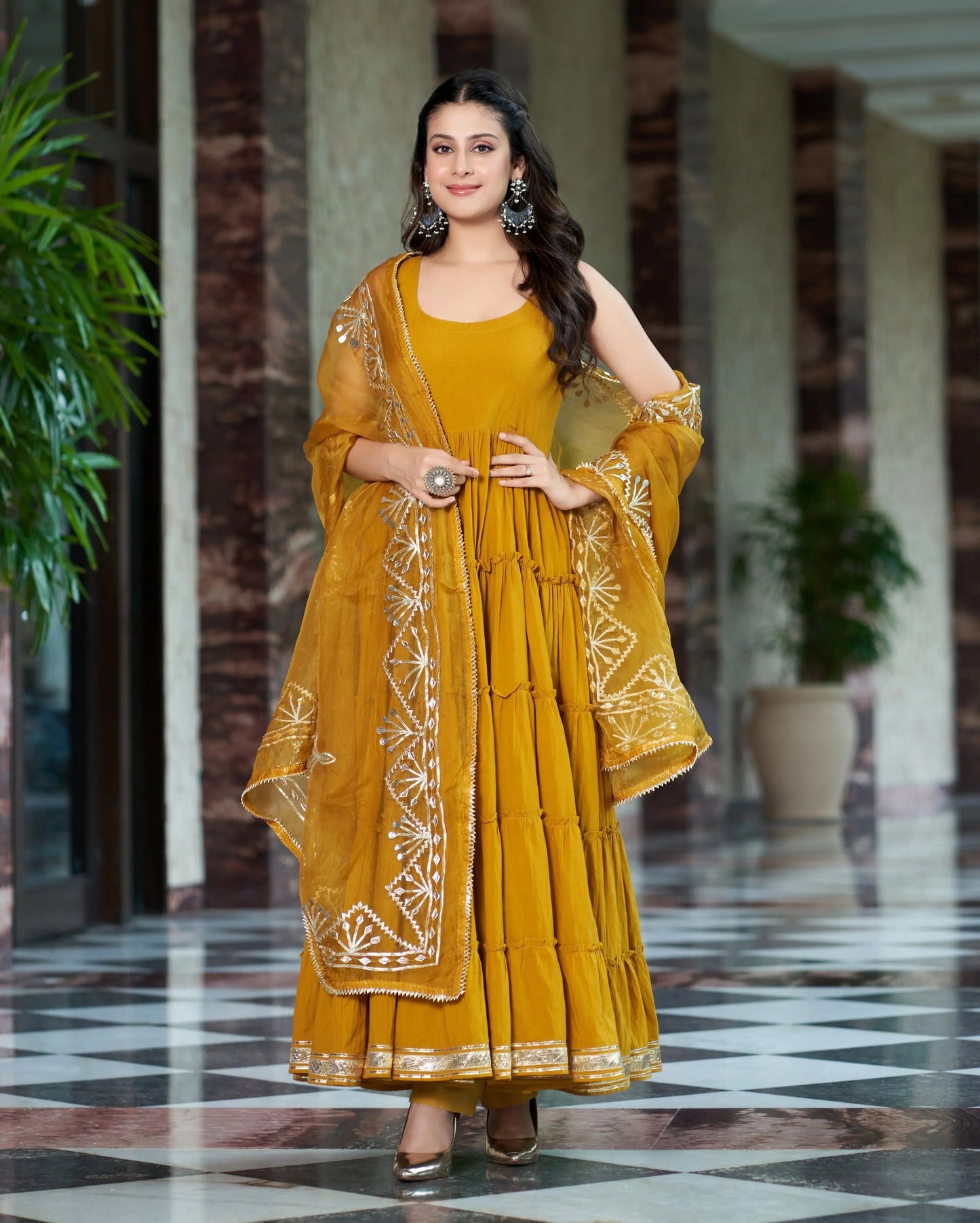 Vedika Mustard Yellow Gotapatti Cotton Suit Set My Store