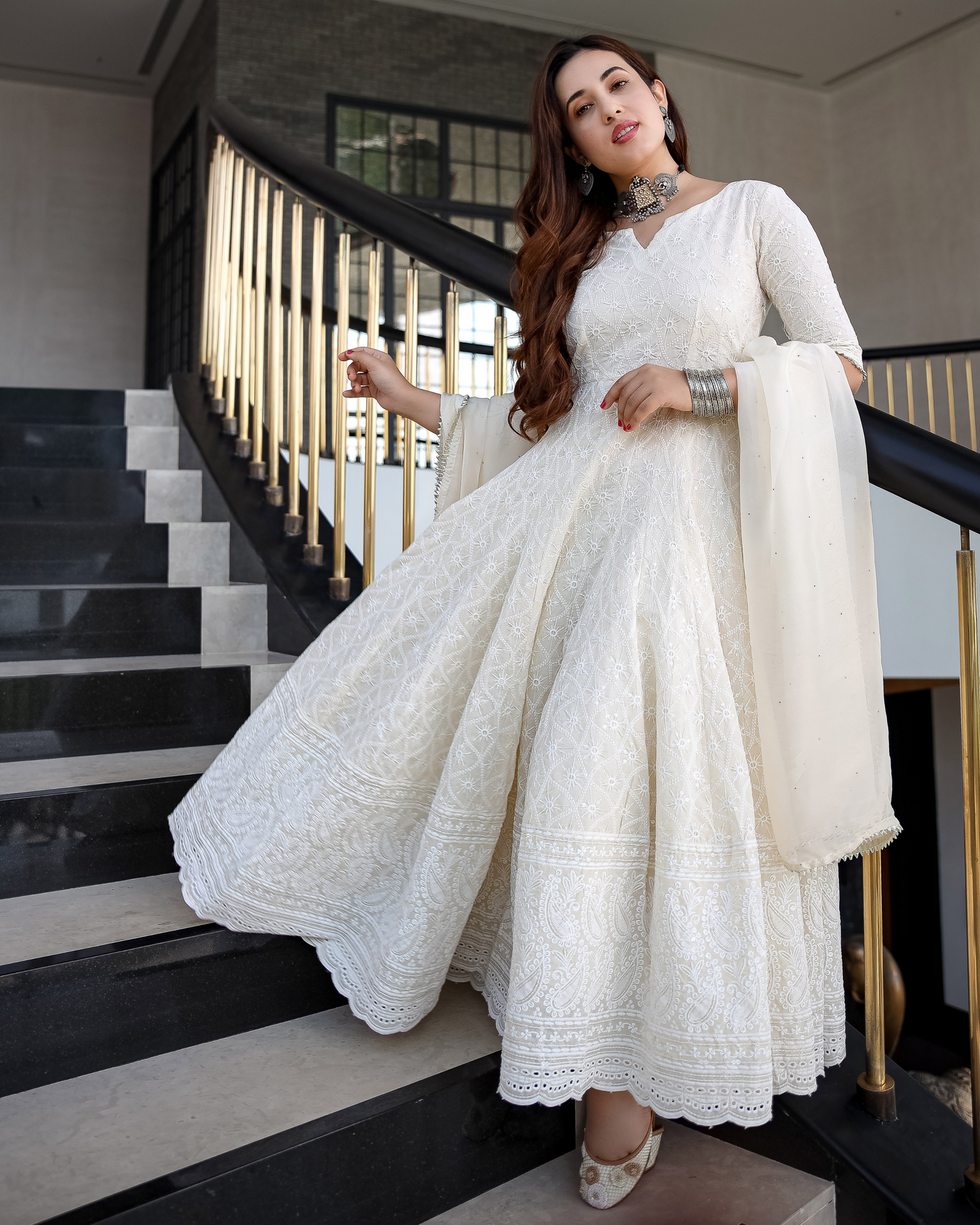 Pearl Ivory Anarkali Set Quick Cart