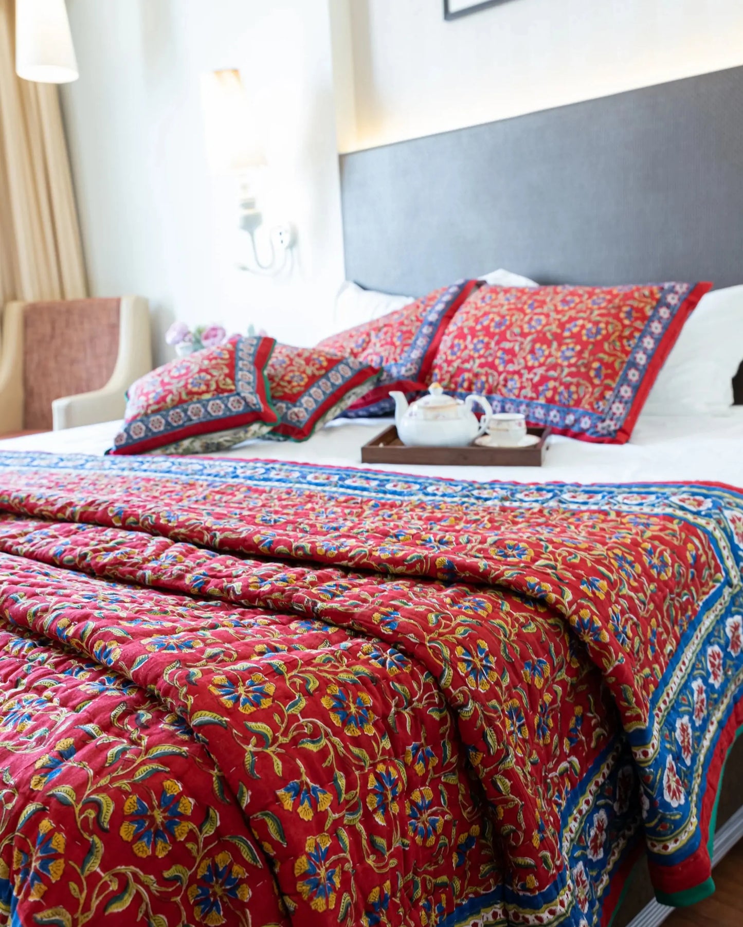 Rojo Handblock Printed Bedsheet My Store