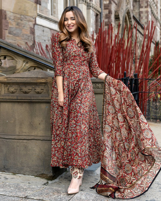 Tawny Brown Handblock Suit Set My Store