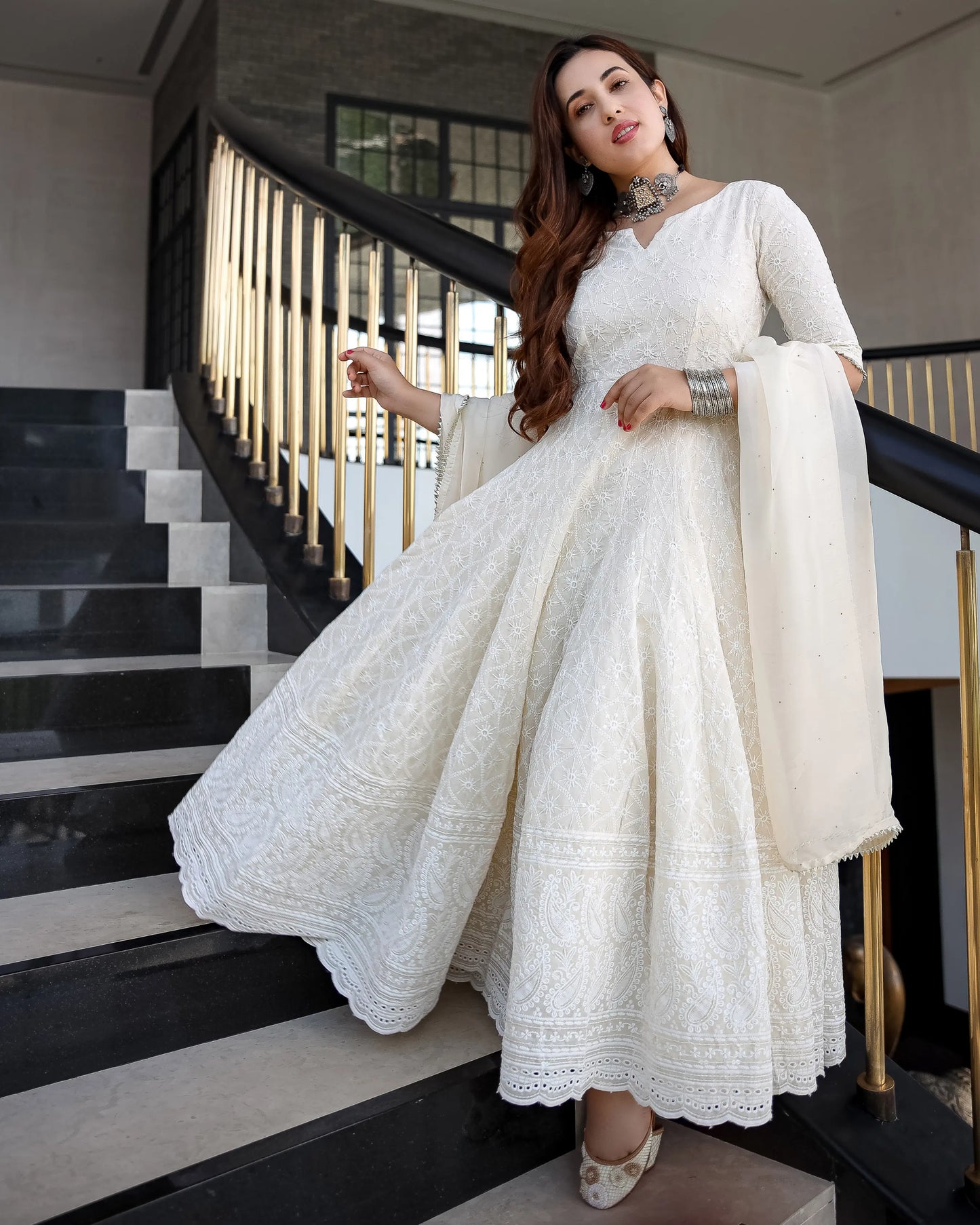 Pearl Ivory Anarkali Set My Store