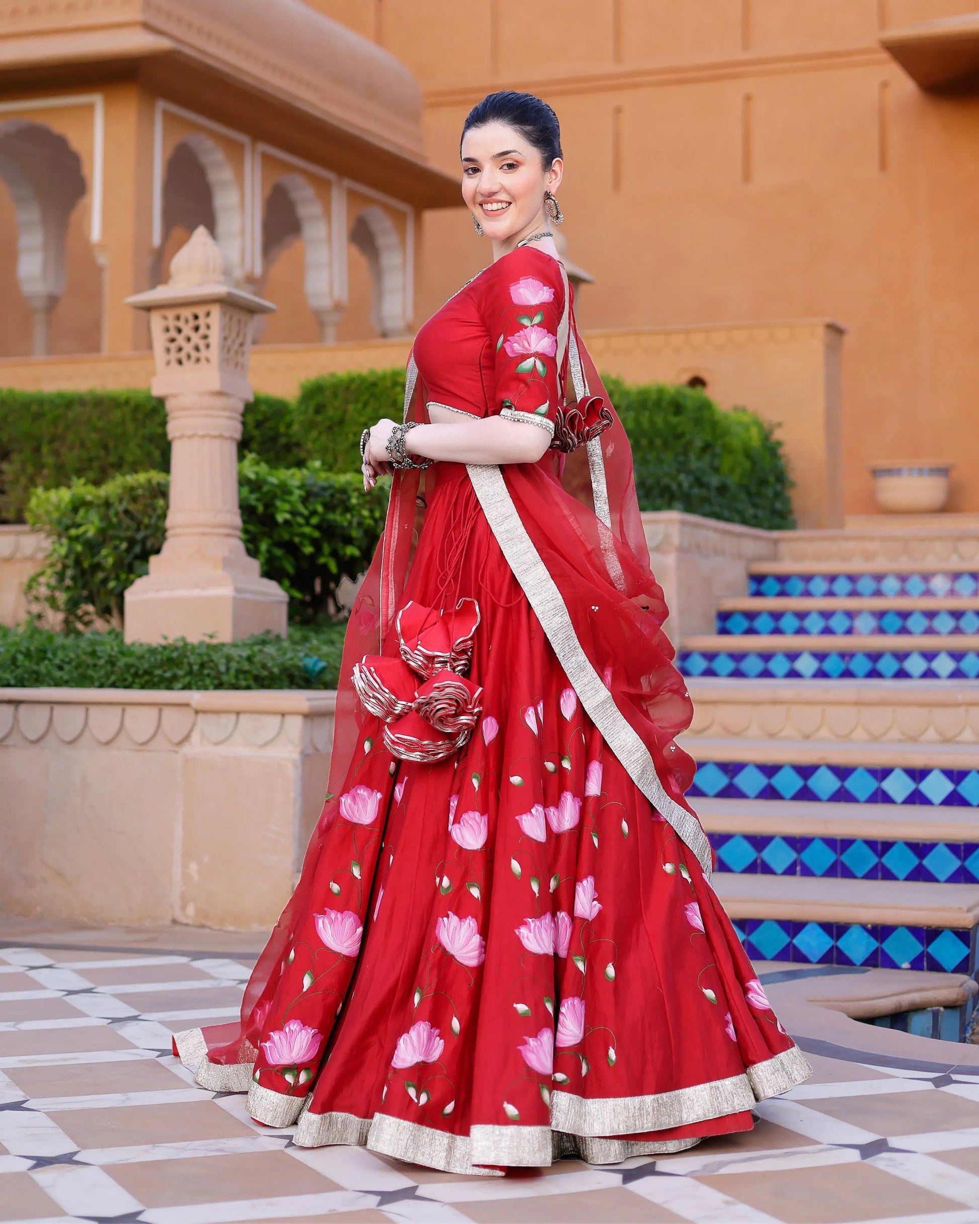 Maalini Handpainted Chanderi Lehenga Set My Store