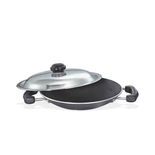 Prestige Omega Select Plus Aluminium Residue Free Non-Stick Appachetty with Lid, 20 cm, Black My Store