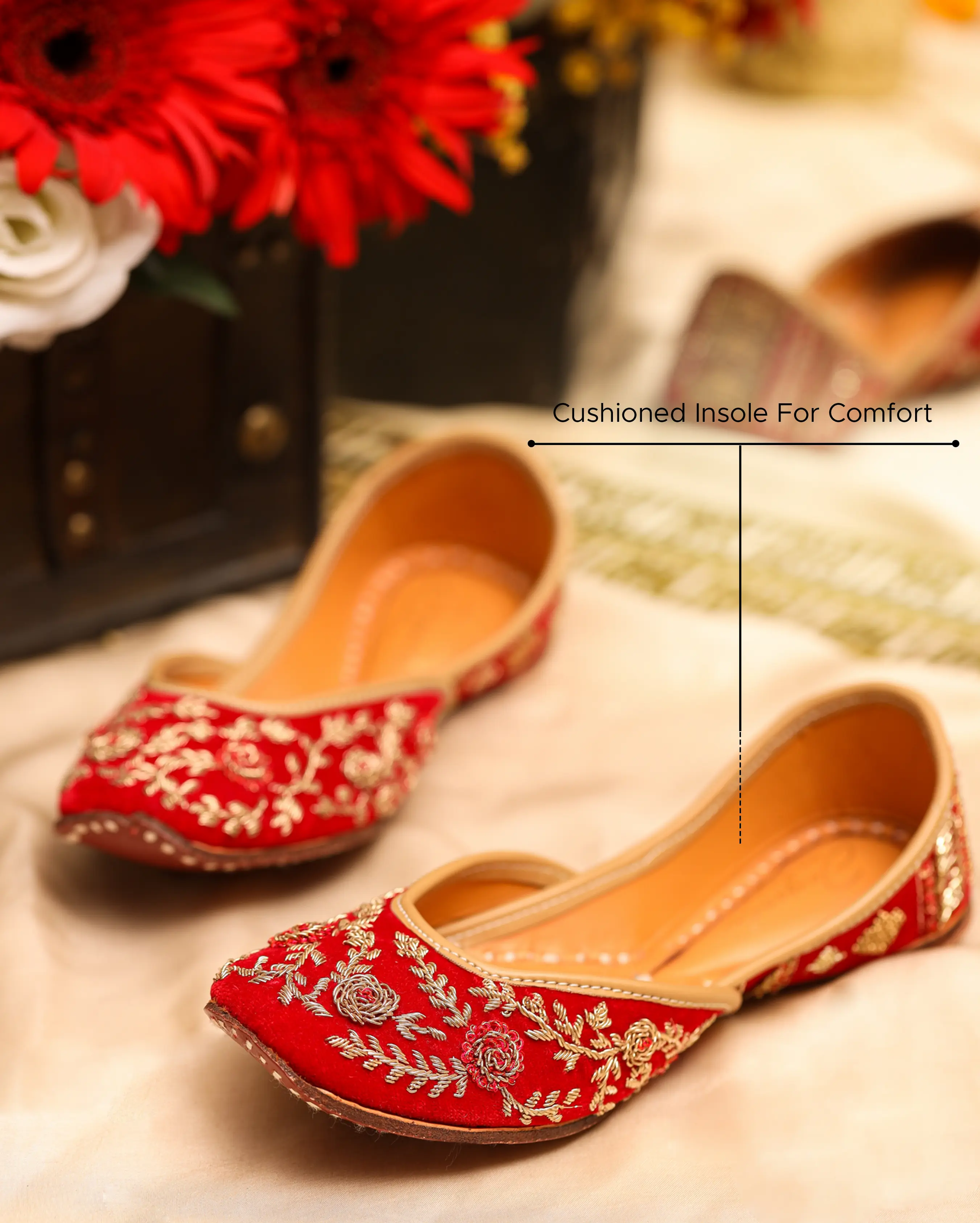 Red Floret Handcrafted Jutti My Store