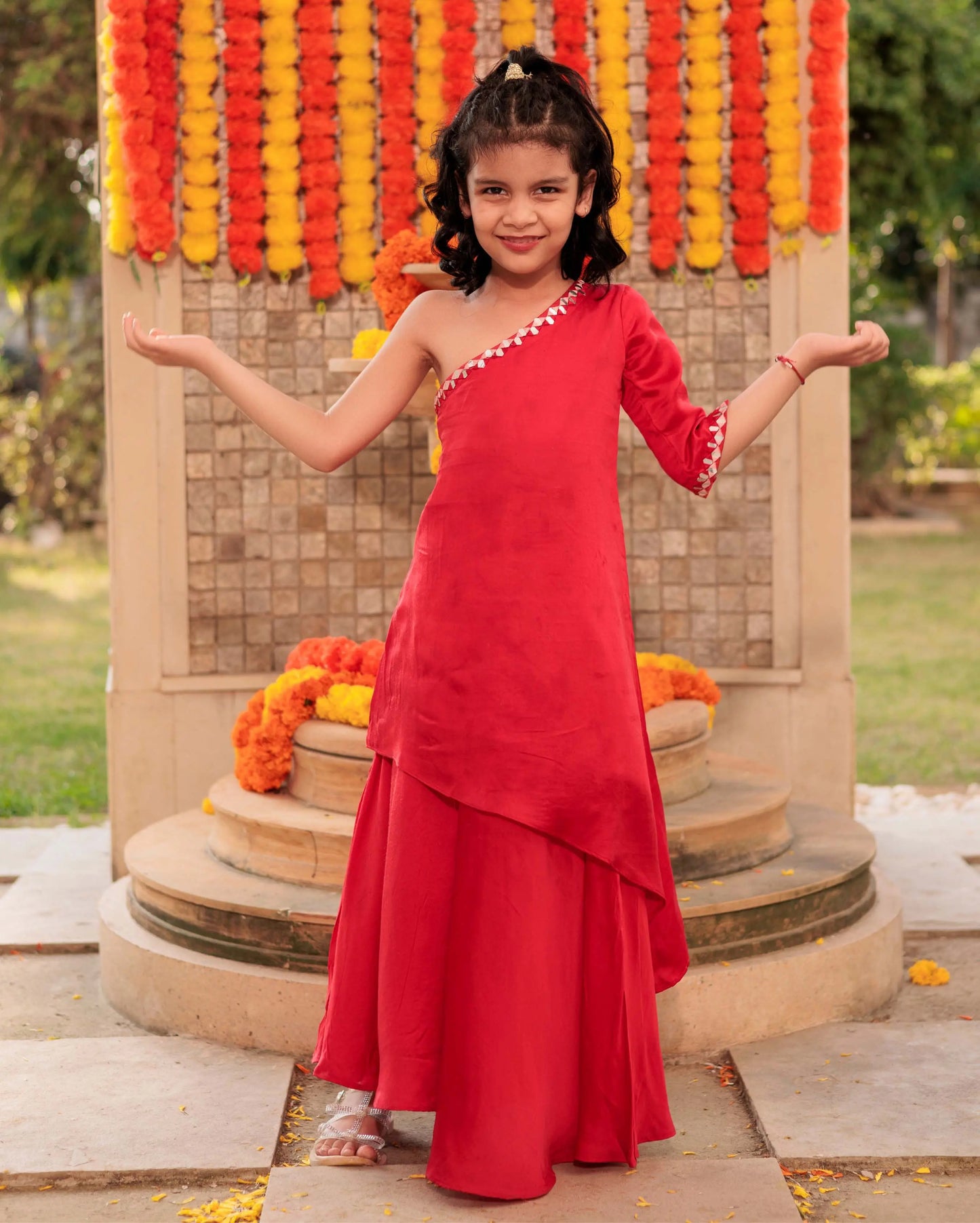 Cheery Charm Red Satin Coord Set My Store