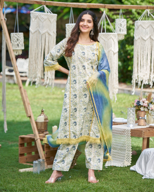Dityaa Mint Printed Cotton Suit Set My Store