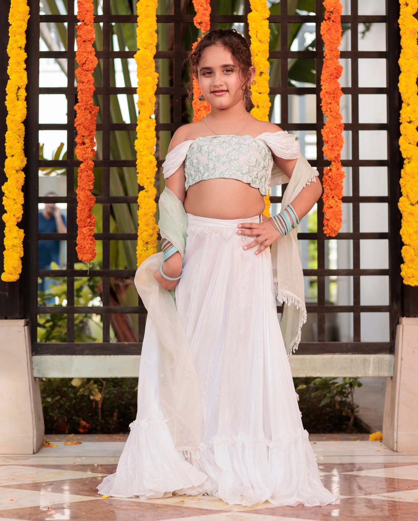 Snowflake Serenade White Silk Lehenga Set My Store