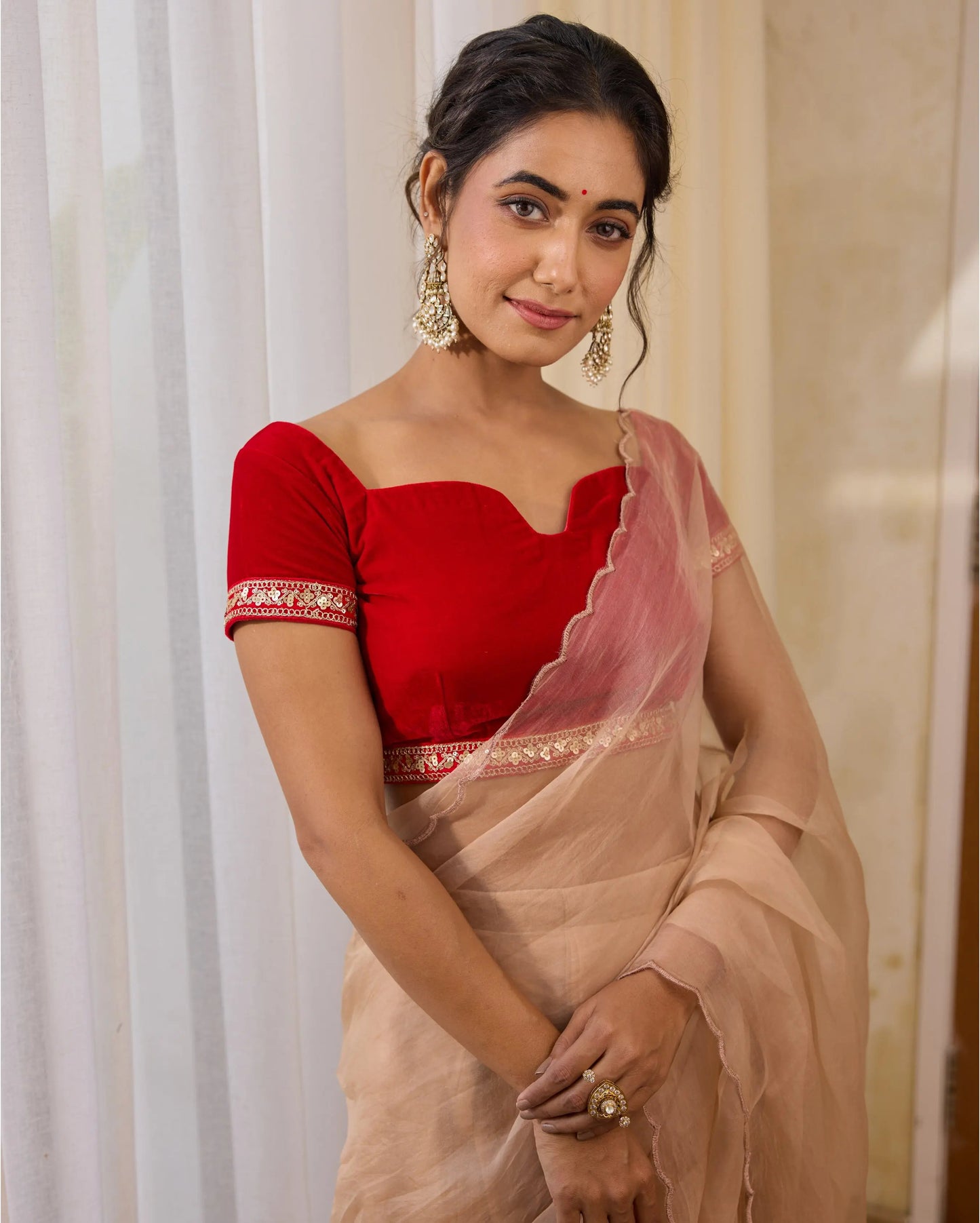 Rose Red Velvet Blouse My Store