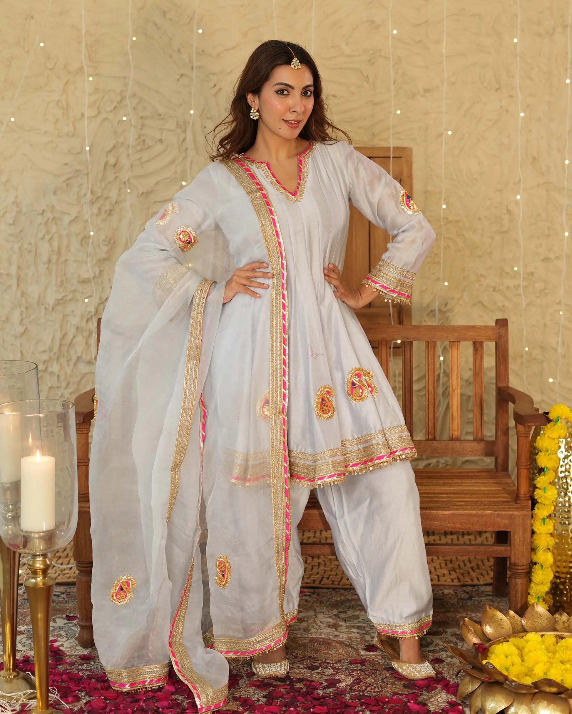 Vaani Light Blue Solid Chanderi Suit Set My Store
