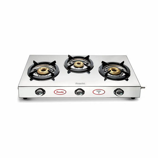 Preethi Ember Stainless Steel 3-Burner Gas Stove (SSGS3B - EMBER) My Store