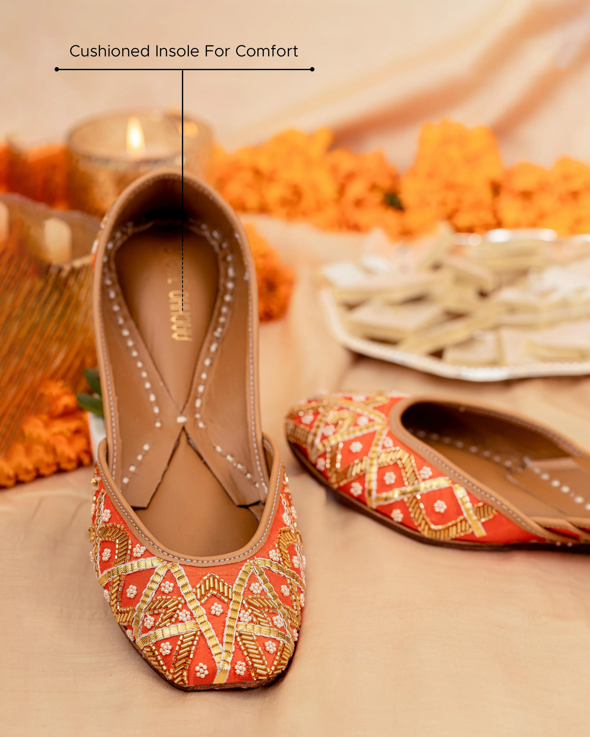 Punchy Orange Handcrafted Jutti My Store