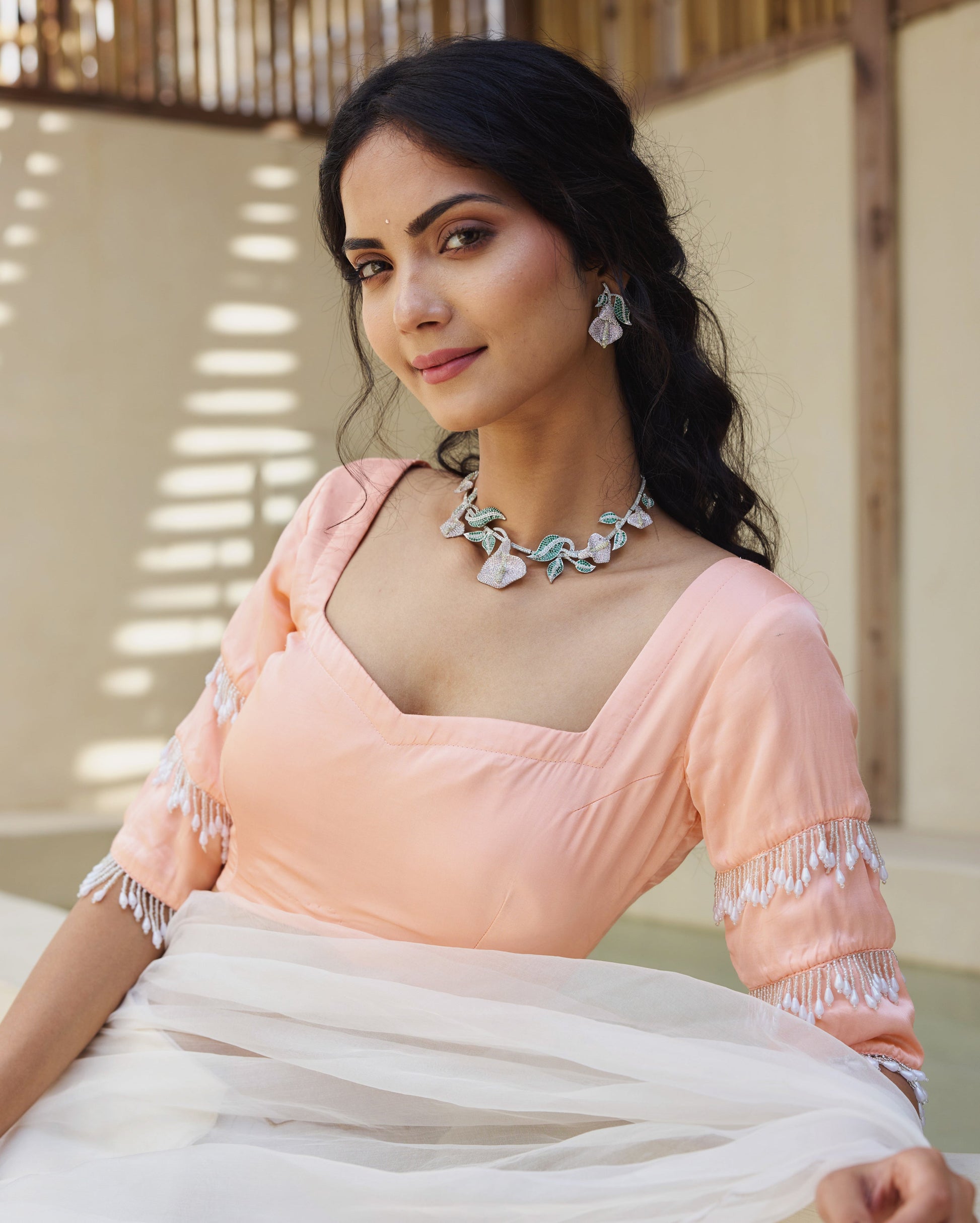 Breezy Belle Peach Satin Blouse My Store