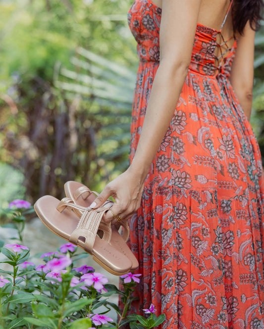 Rose Gold Solid Kolha Flats My Store