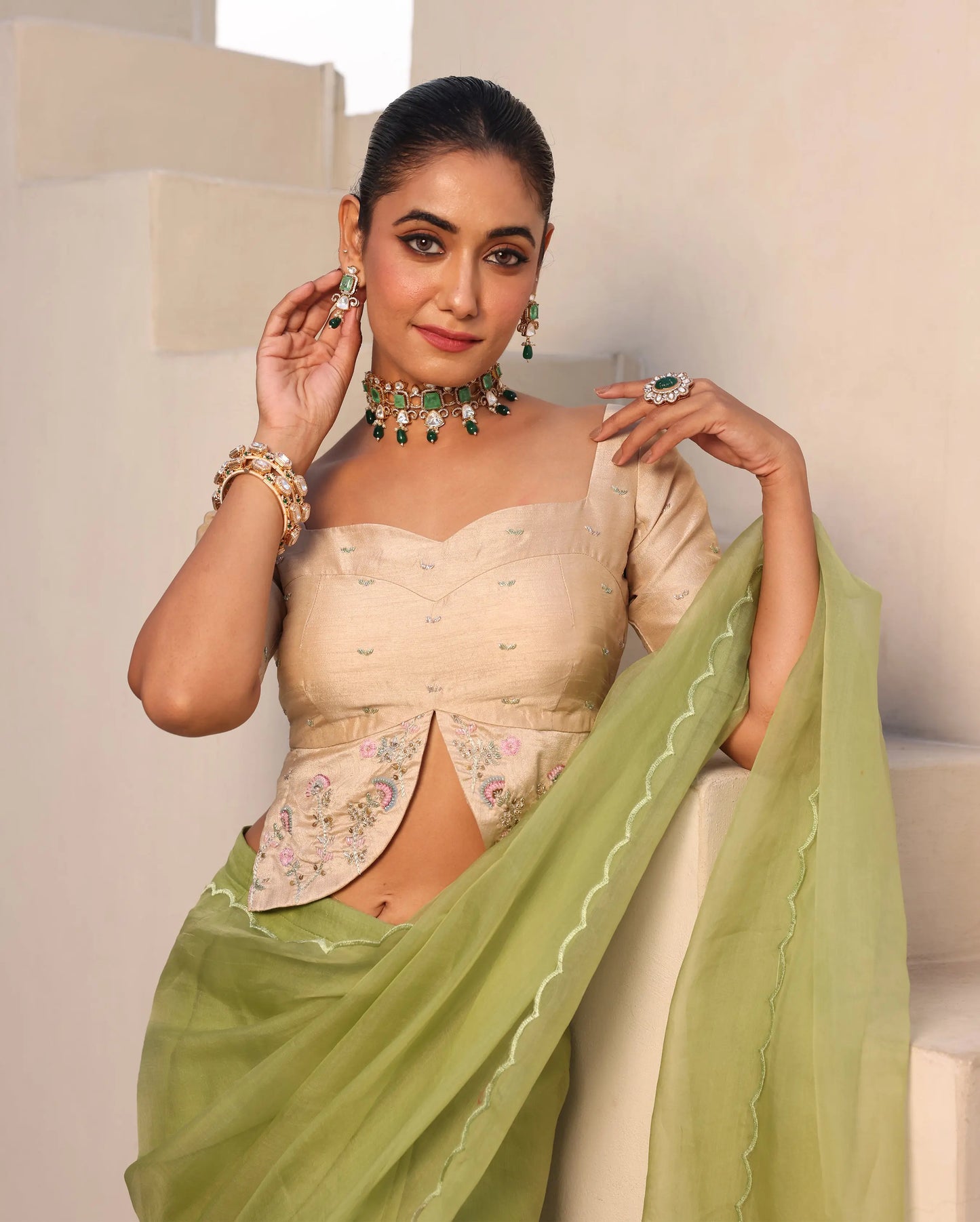 Gulabo Ivory Silk Embroidered Blouse My Store