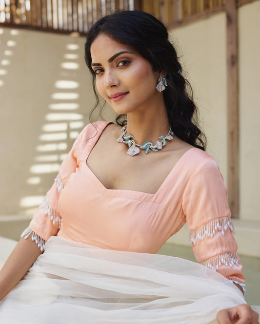 Breezy Belle Peach Satin Blouse My Store