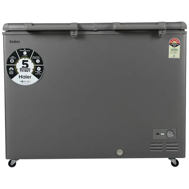 Haier Titanium 345 Litres 5 Star Double Door Deep Freezer with Stabilizer Free Operation (HFC-345DME5) My Store