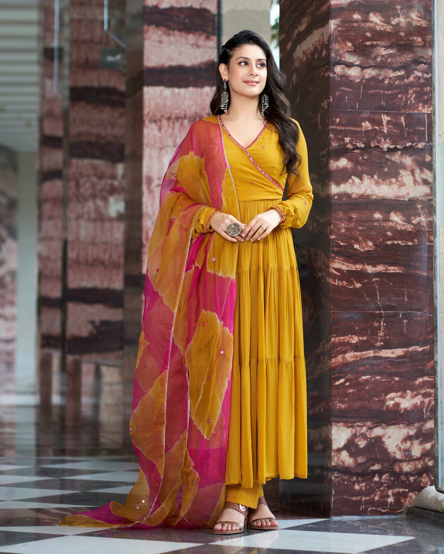 Umang Mustard Yellow Embroidered Georgette Suit Set Quick Cart