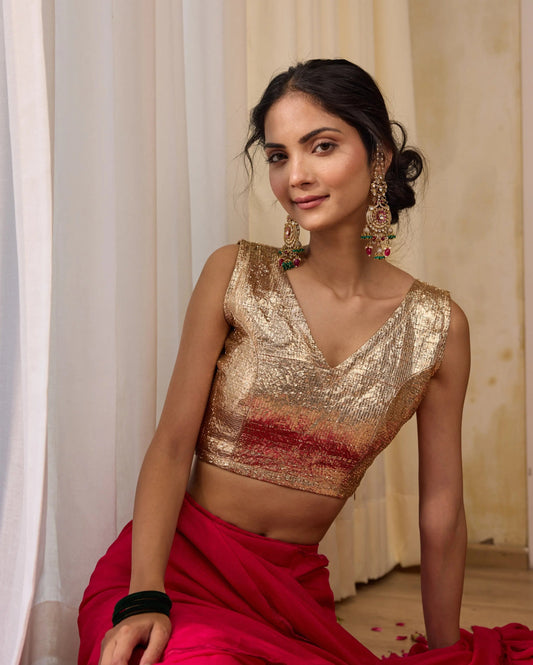 Sunshine Rose Gold Gota Blouse My Store