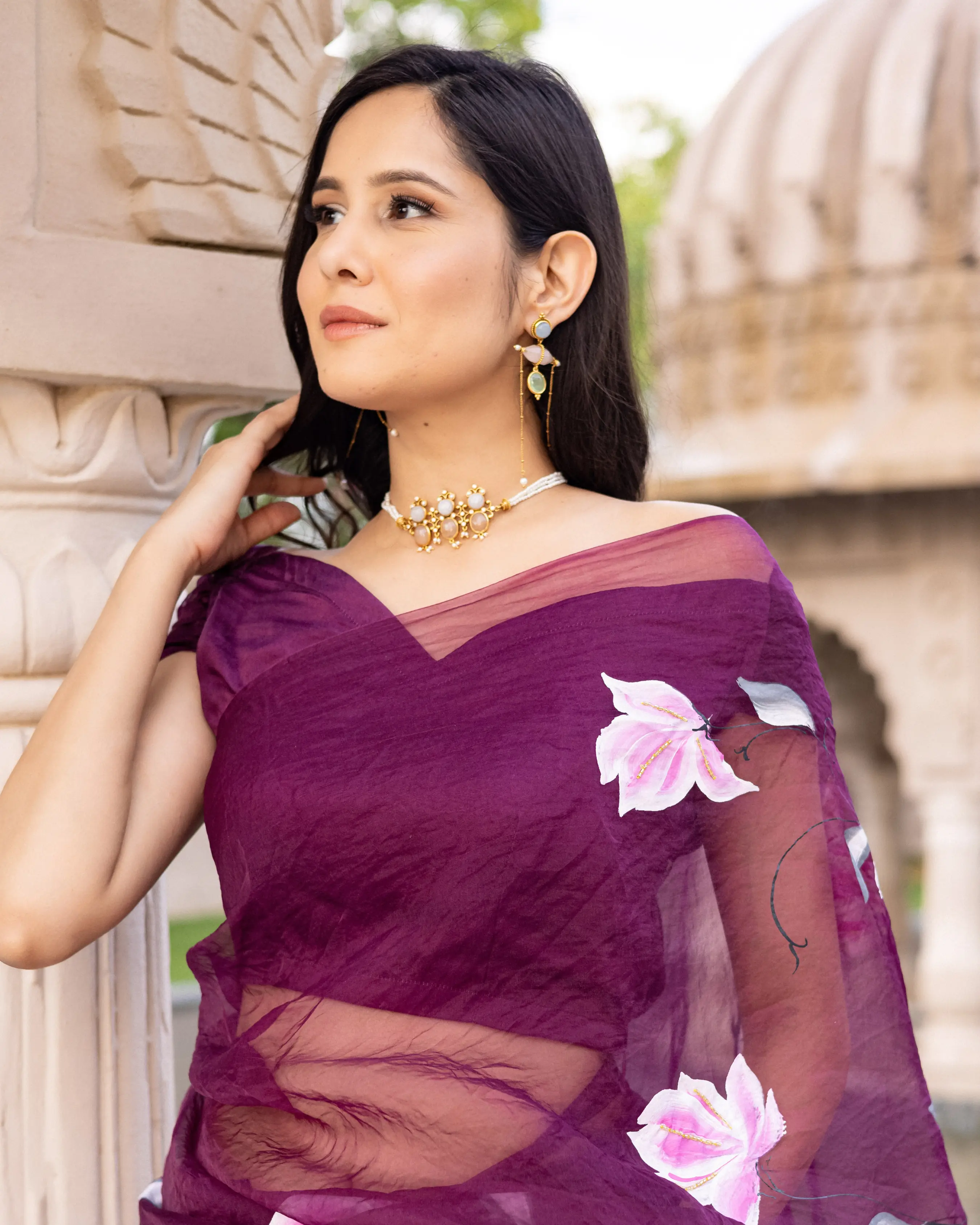 Ragmala Handpainted Organza Saree My Store