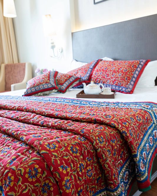 Rojo Handblock Printed Bedsheet My Store