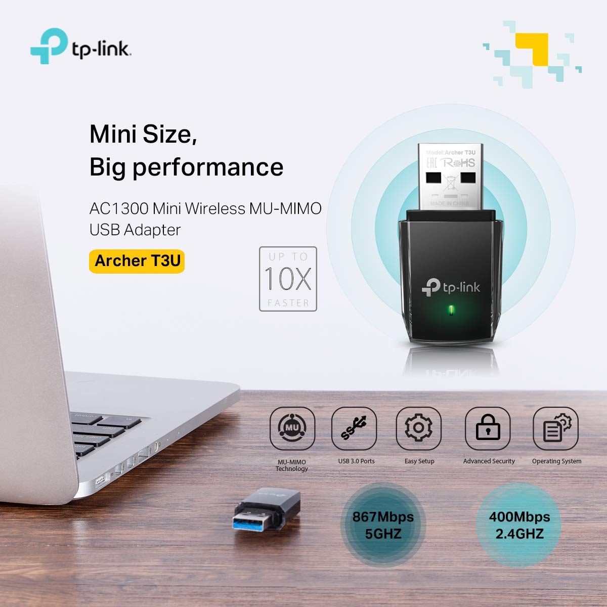 TP-Link Archer T3U AC1300 Mini Wireless MU-MIMO USB Adapter
