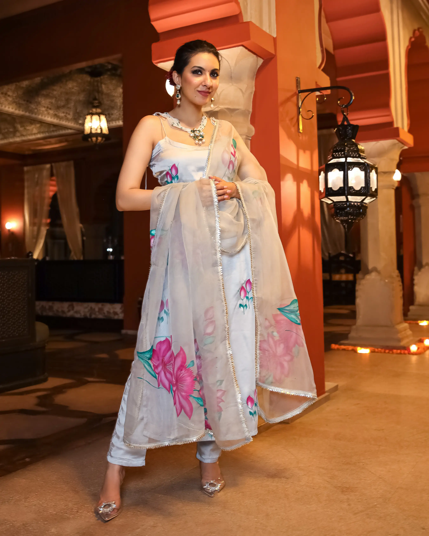 Arabic Grey Handpainted Suit Set My Store