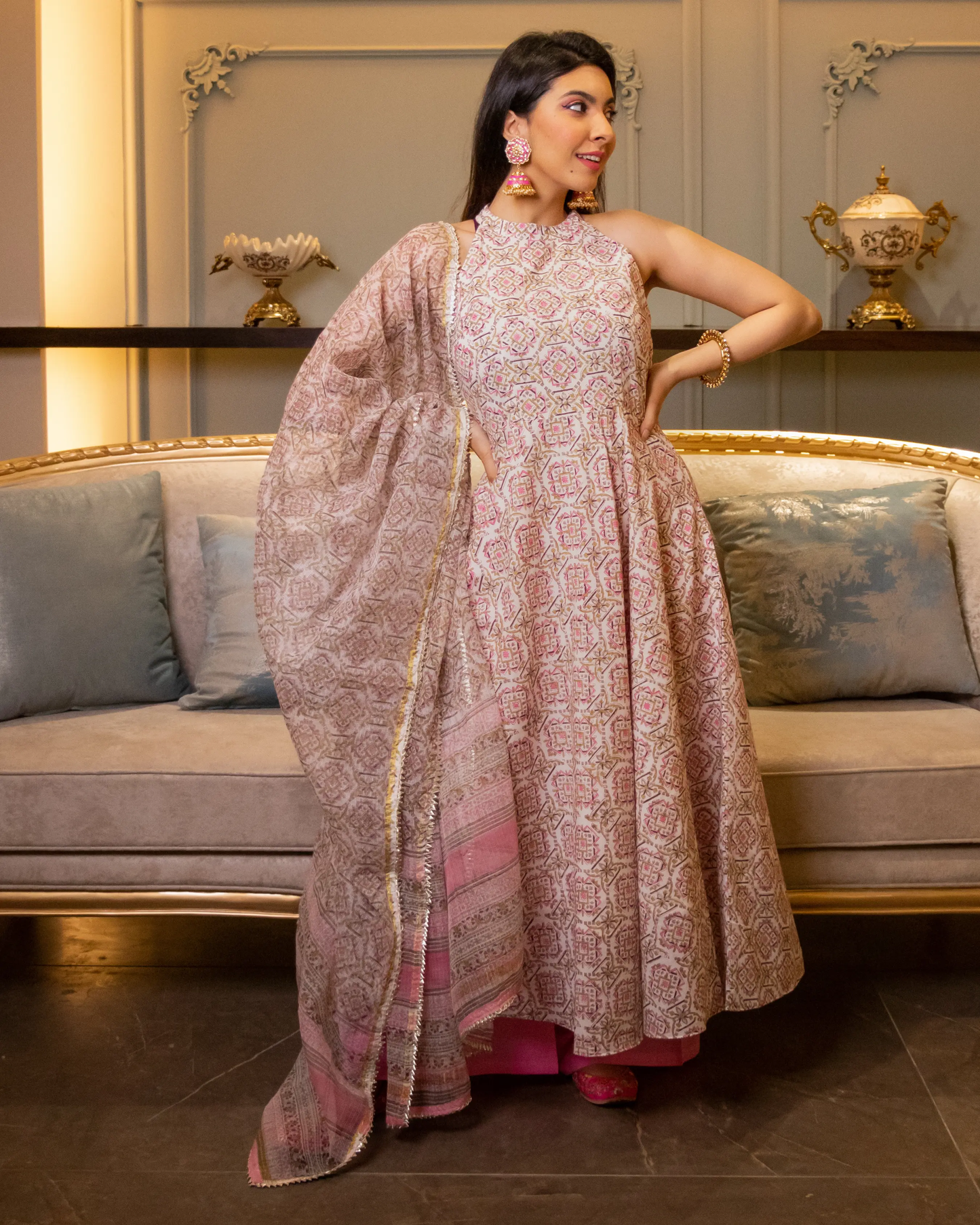 Tisha Handblock Doriya Suit Set My Store