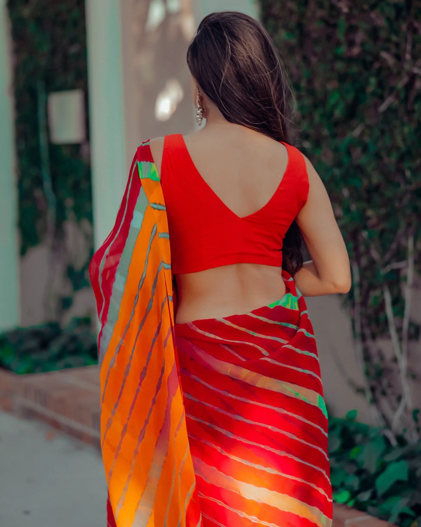 Jester Red Leheriya Pure Chiffon Saree My Store