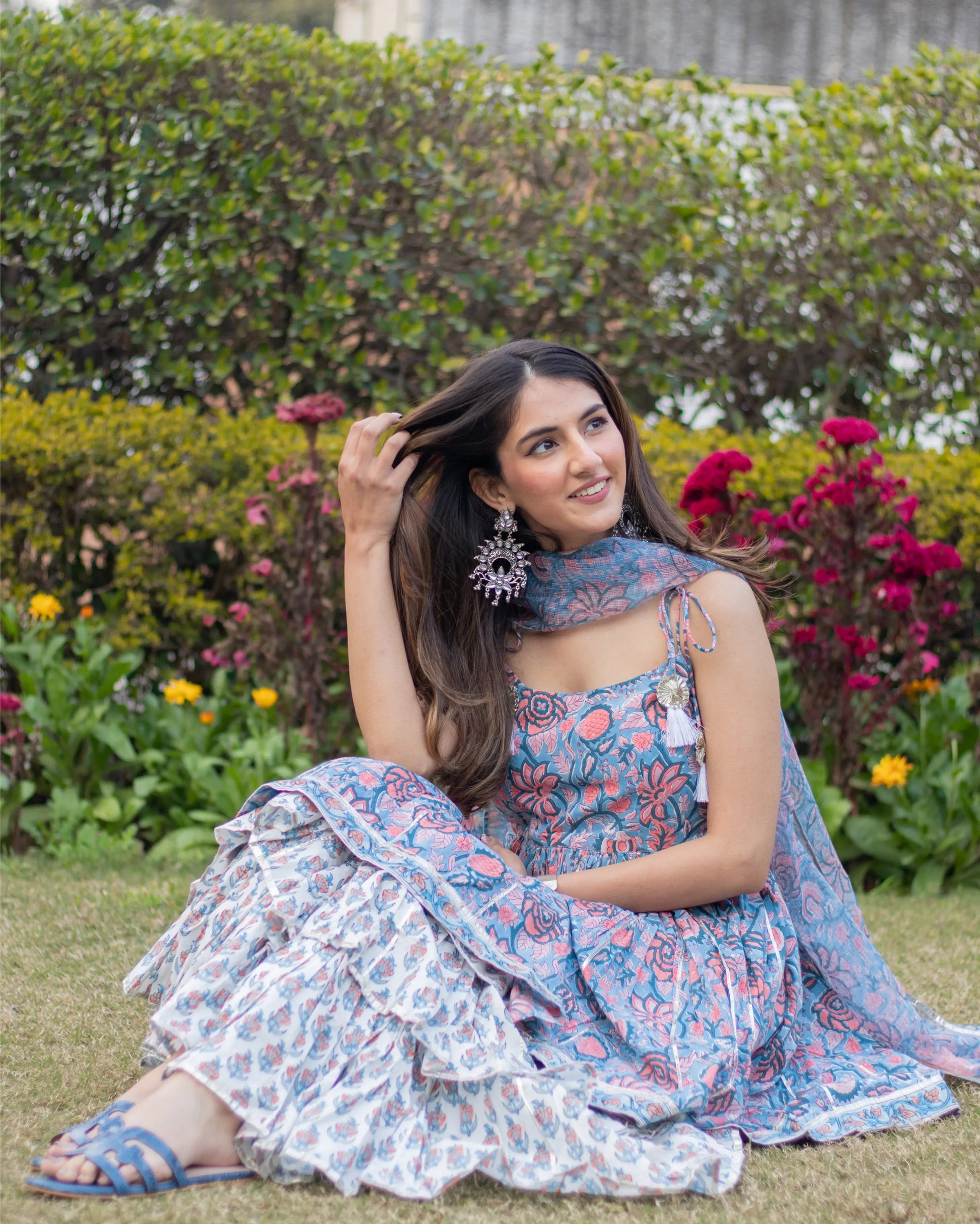 BLUE HEAVEN HANDBLOCK SHARARA SET My Store