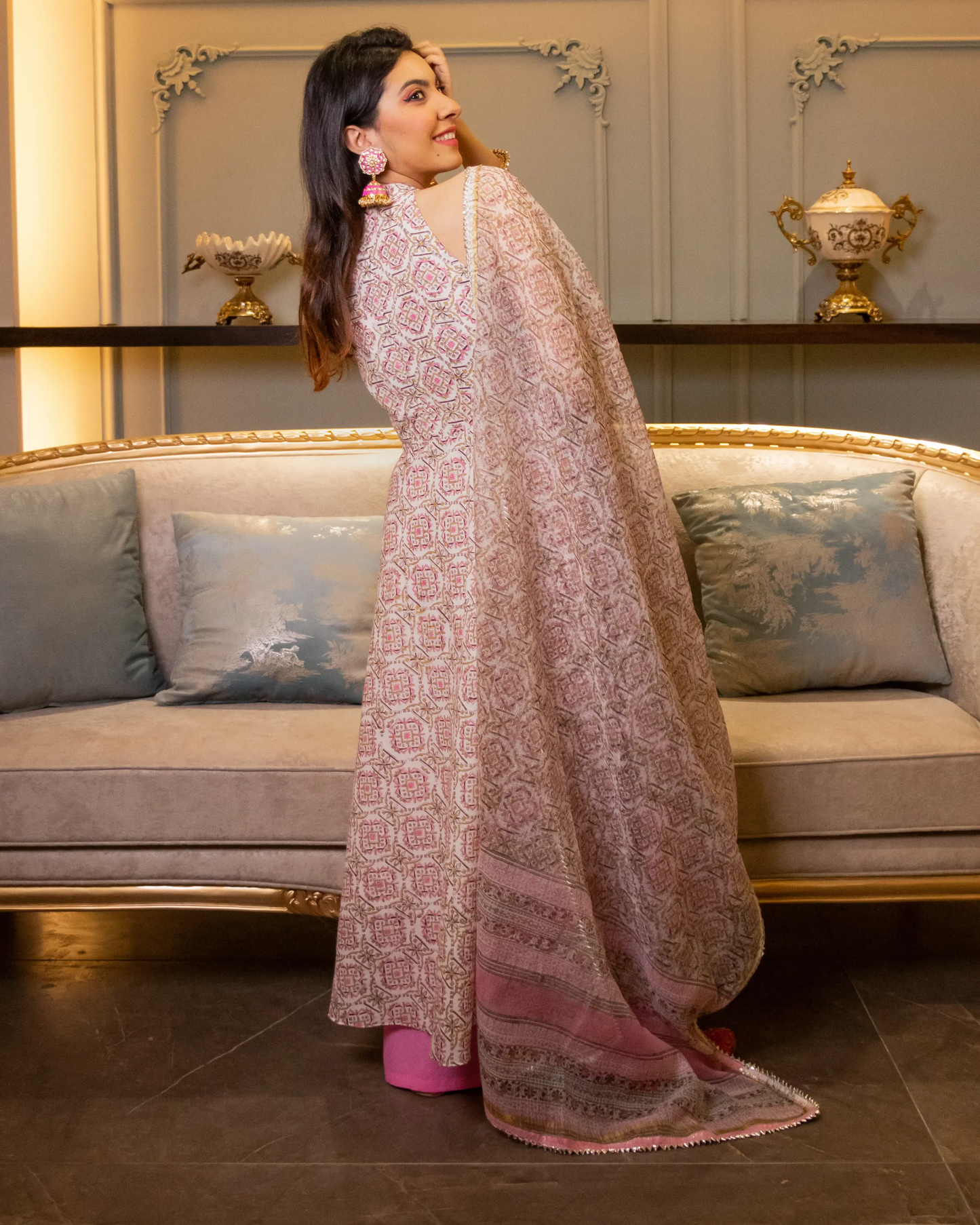 Tisha Handblock Doriya Suit Set My Store