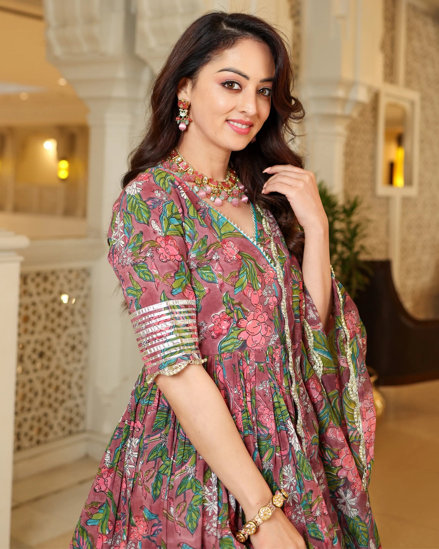 Multi Rose Handblock Sharara Set My Store