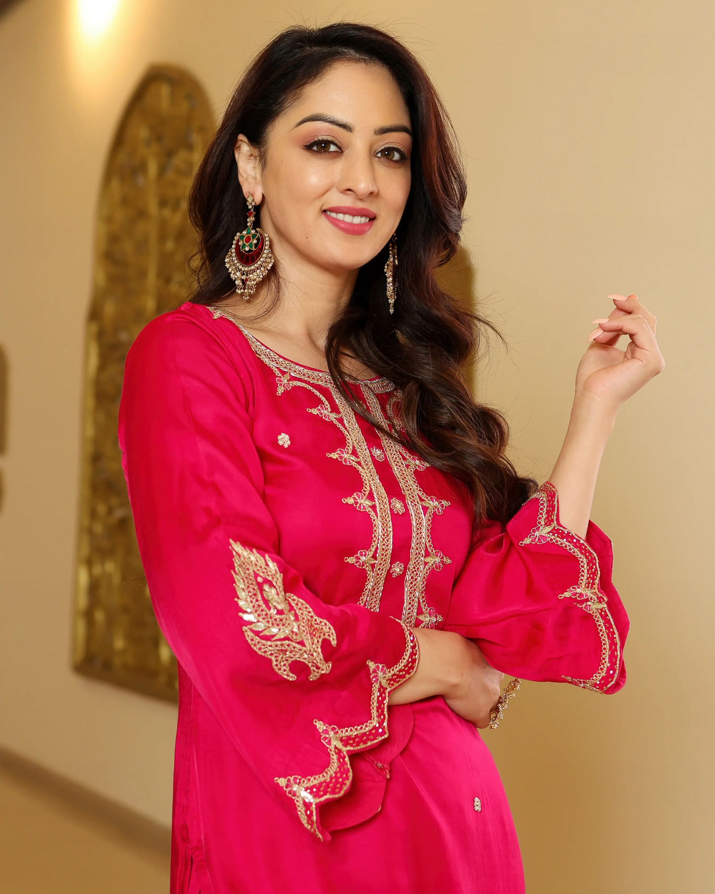 Bubbly Pink Handwork Kurta Set My Store