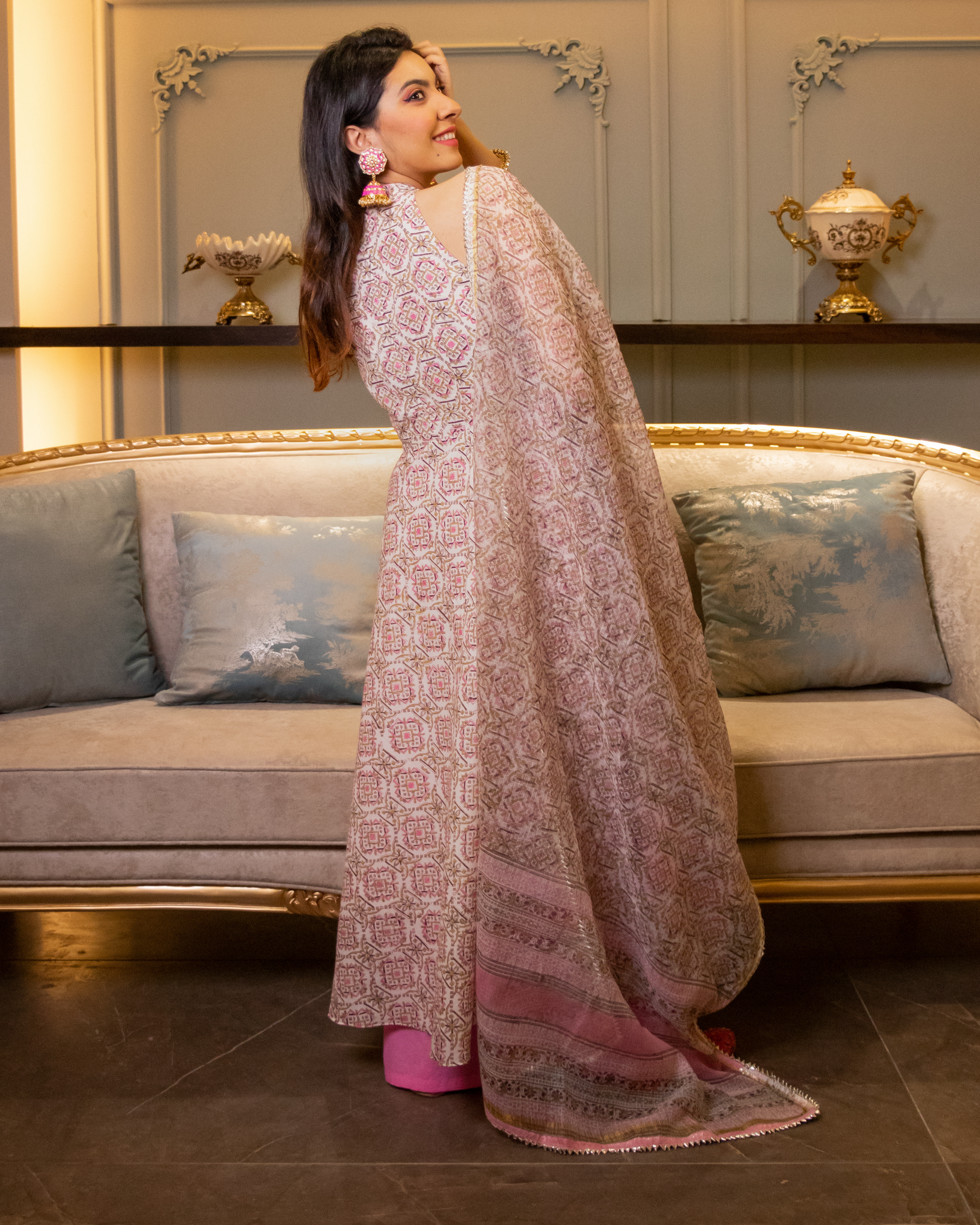 Tisha Handblock Doriya Suit Set Quick Cart