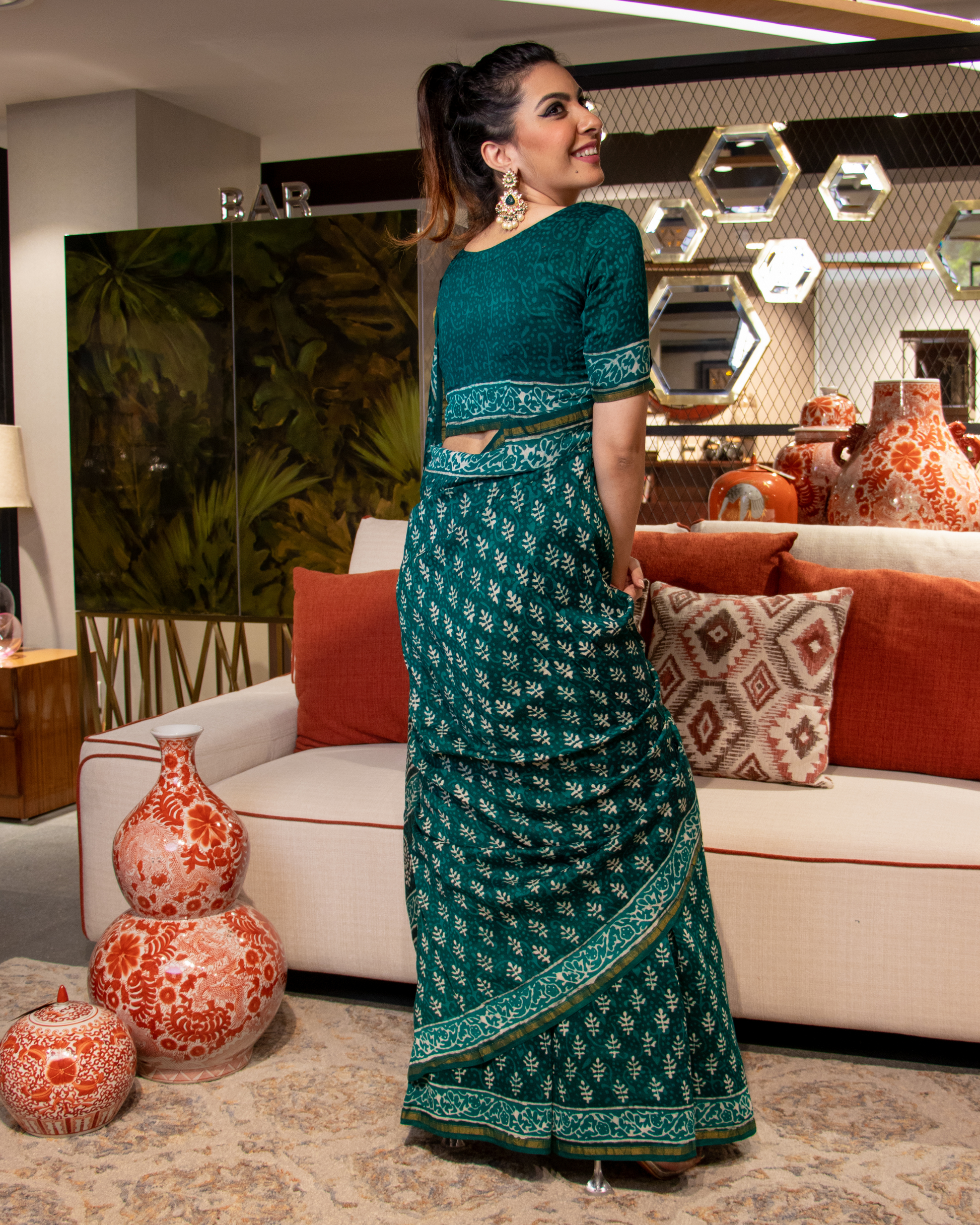 Urwa Handblock Chanderi Silk Saree My Store