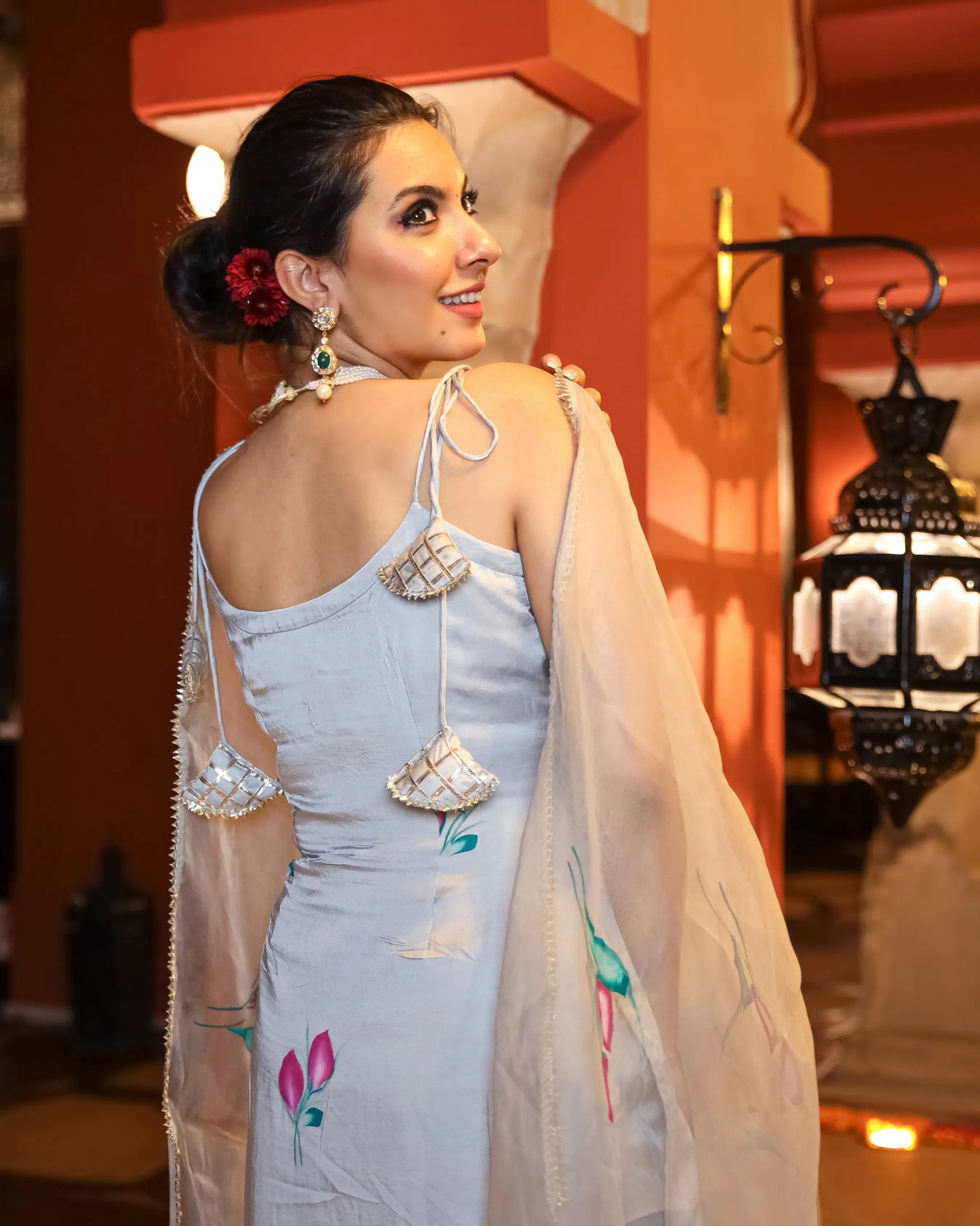 Arabic Grey Handpainted Suit Set My Store