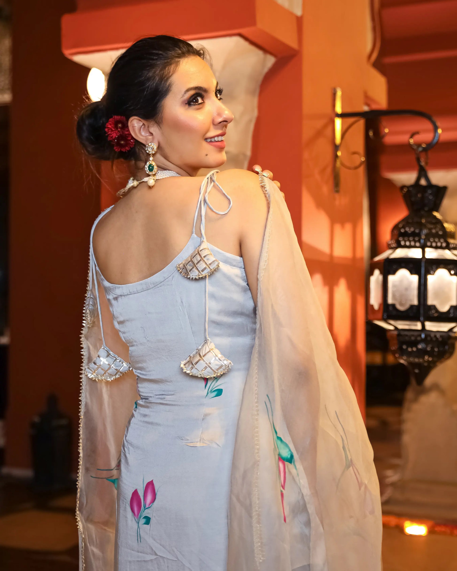 Arabic Grey Handpainted Suit Set My Store