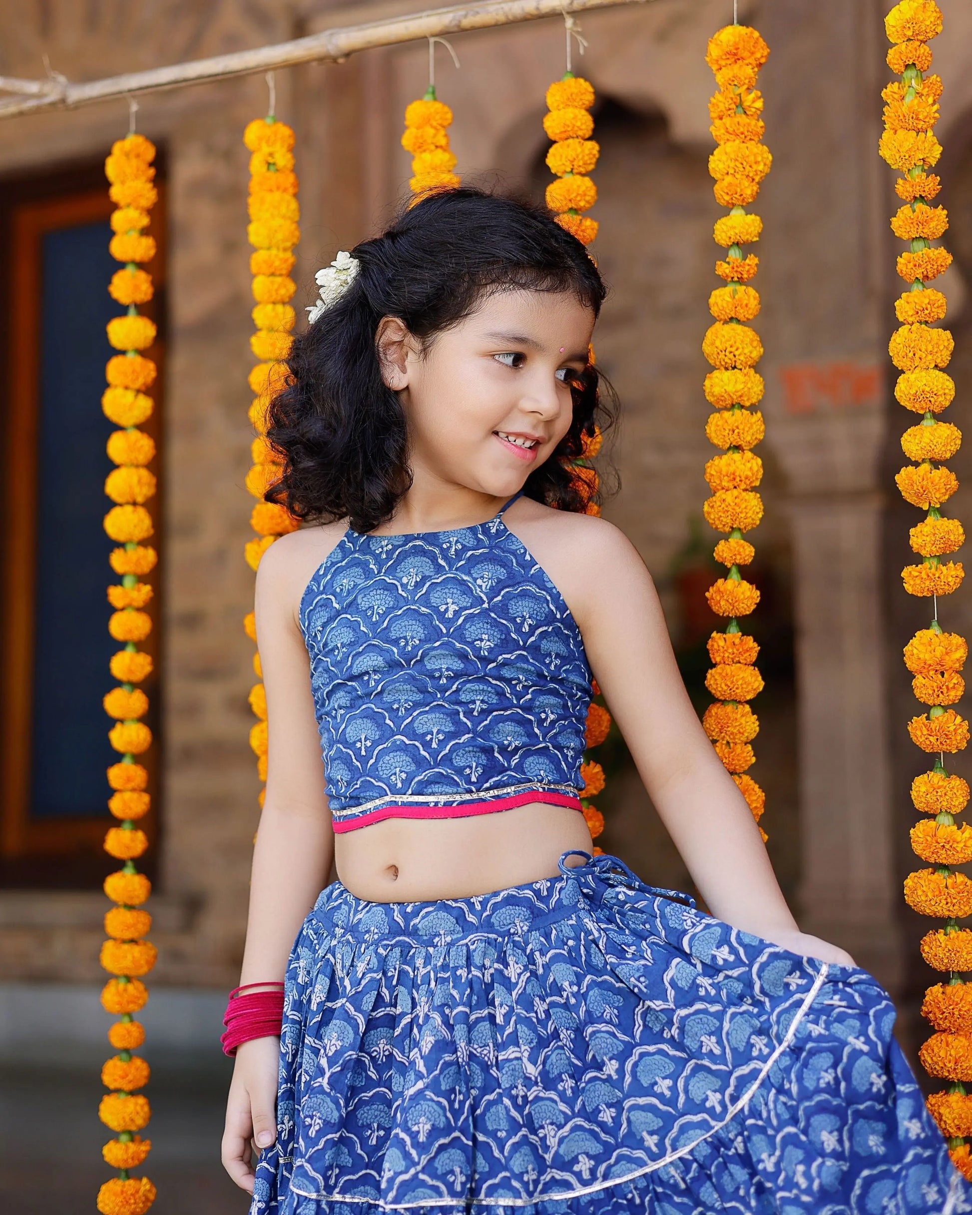 Moana Handblock Cotton Lehenga Set My Store