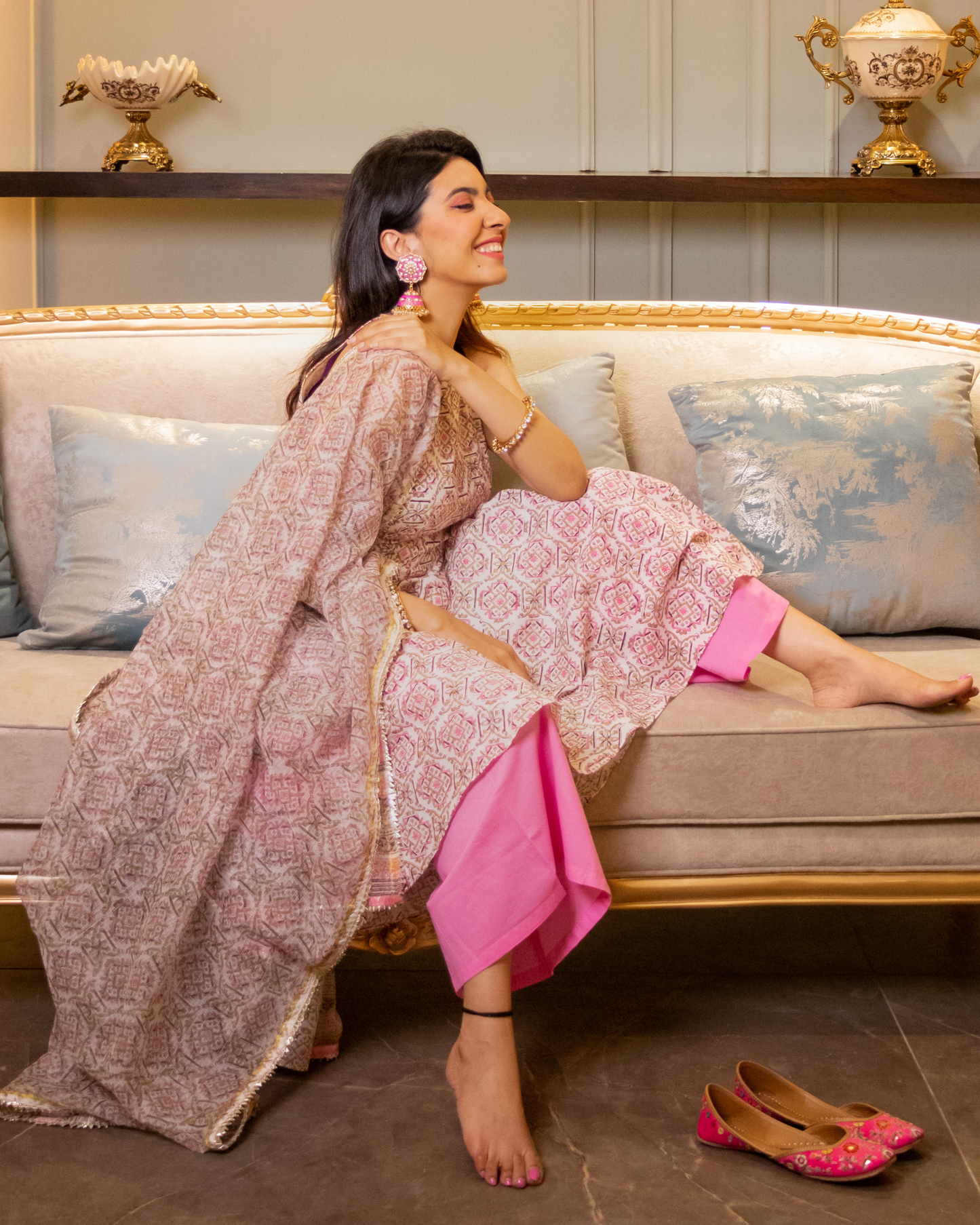 Tisha Handblock Doriya Suit Set Quick Cart