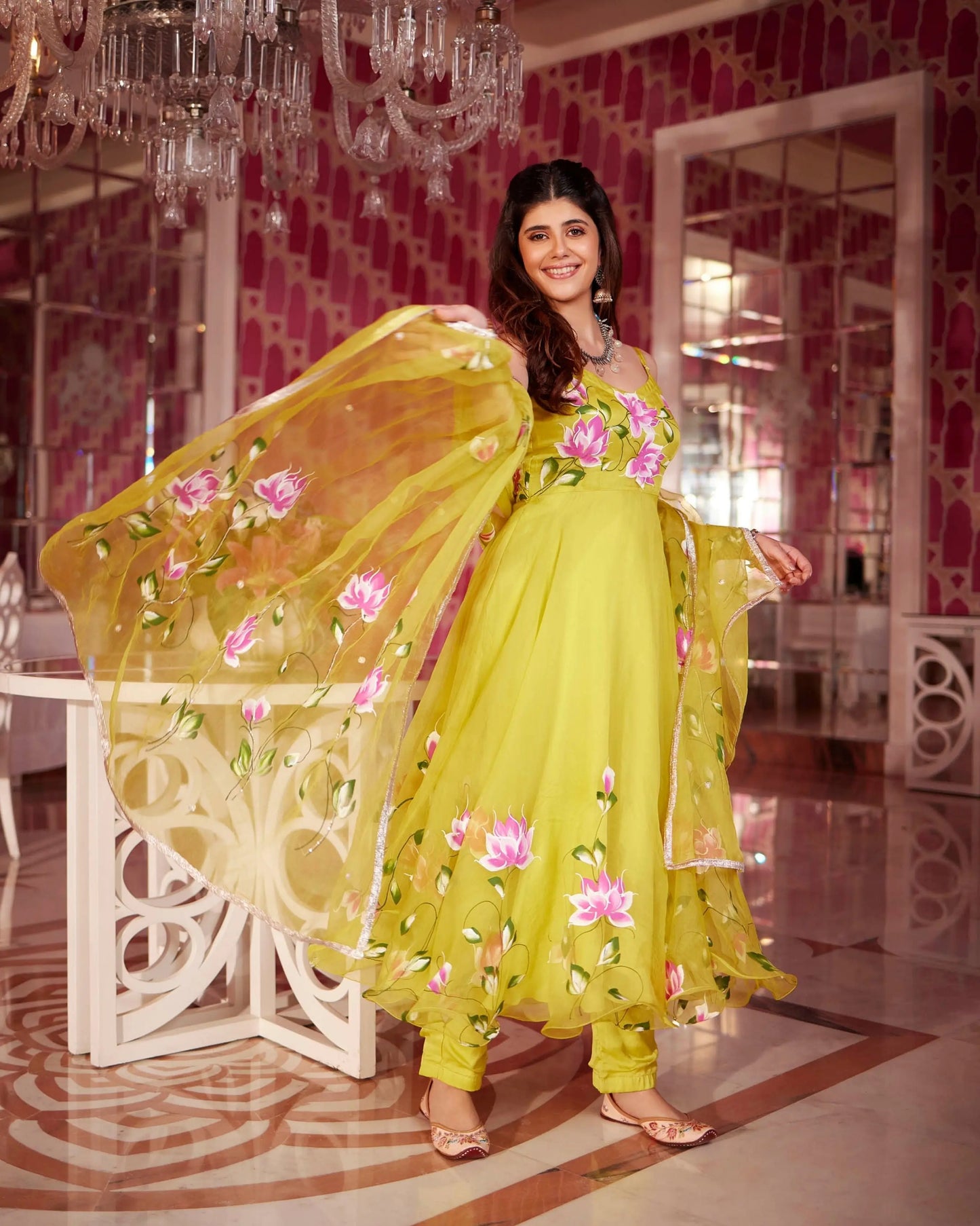 Chamki Handpainted Organza Suit Set My Store