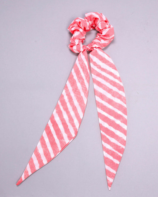 Candle Light Peach Handblock Scarf Scrunchie My Store