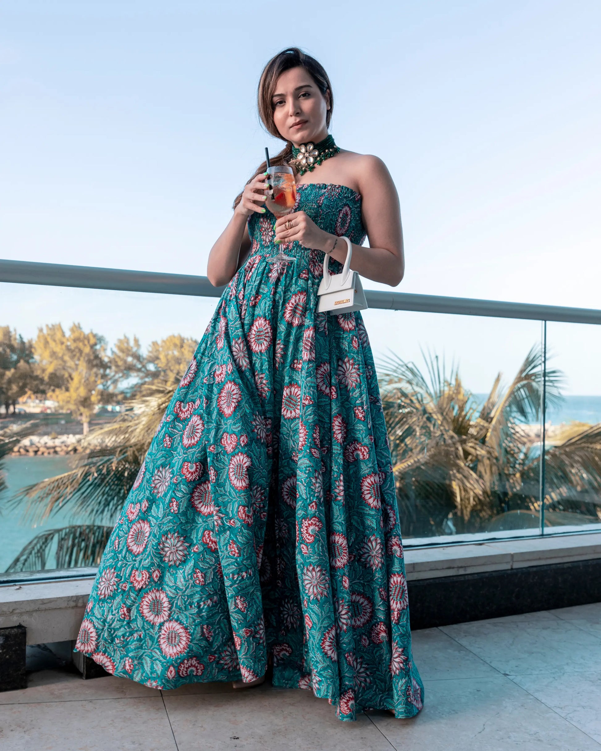 Basil Green Smocked Cotton Dress My Store